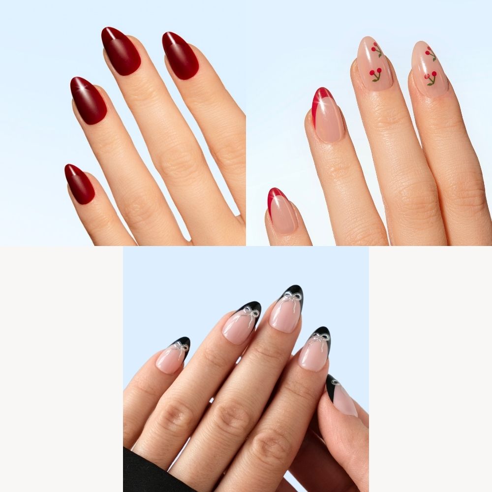 Fancy French artificial nails set